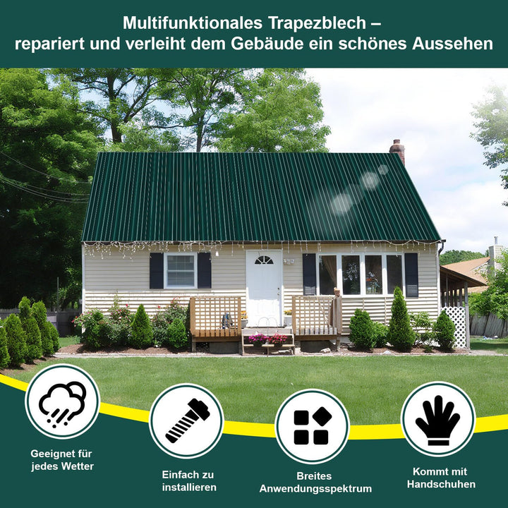 12er Set Profilblech Trapezblech, Dachplatten Wellblechplatten für Dach 129x46cm 7m² Metall Stahlble