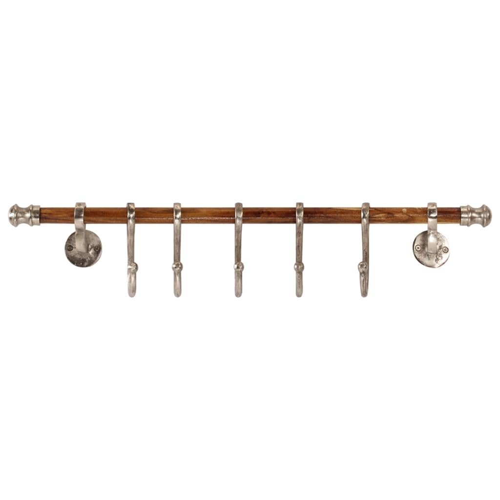 Hothingwell Wandgarderobe, Aluminium, 75 x 15 cm, 5 Haken | Verstellbare Schiebehaken, polierte Ober