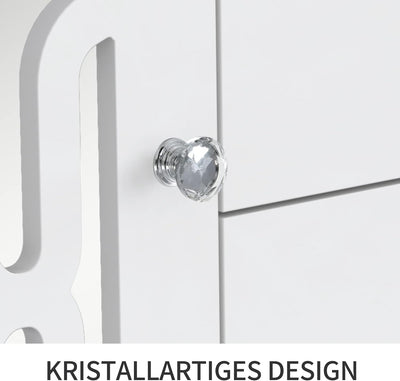 ModernLuxe - Weiss verspiegelte Sideboard mit Kristallgriffen, für Wohn- und Esszimmer (147,5 x 40 x
