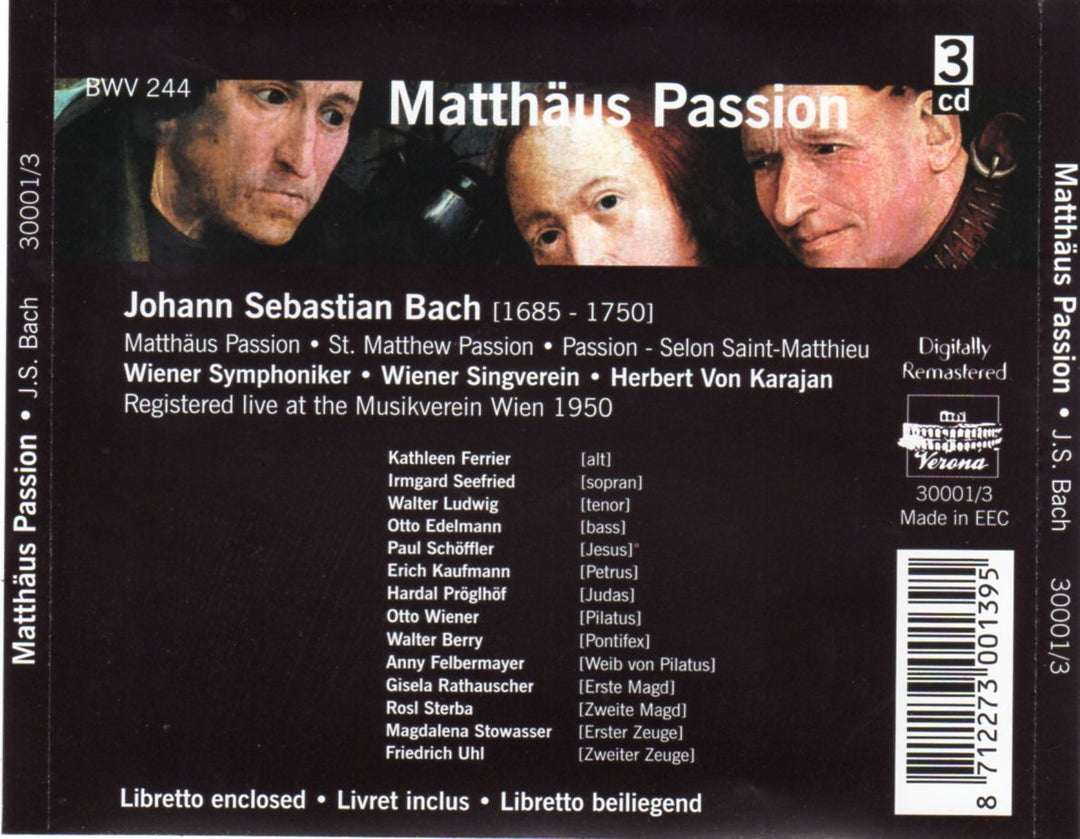 Matthäus-Passion BWV 244, Audio-CD