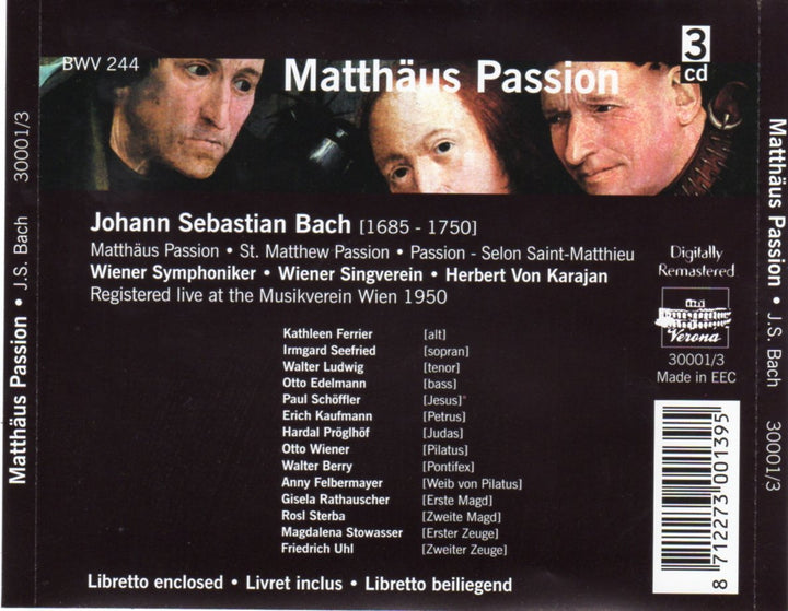 Matthäus-Passion BWV 244, Audio-CD
