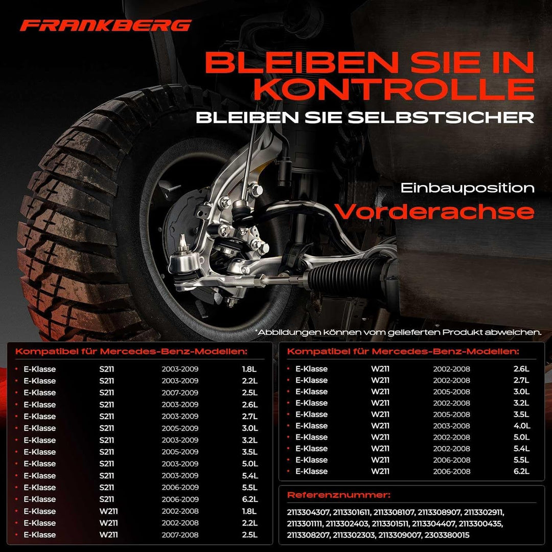 Frankberg 12-teilig Querlenkersatz Vorderachse Kompatibel mit E-Klasse W211 1.8L-6.2L 2002-2008 E-Kl