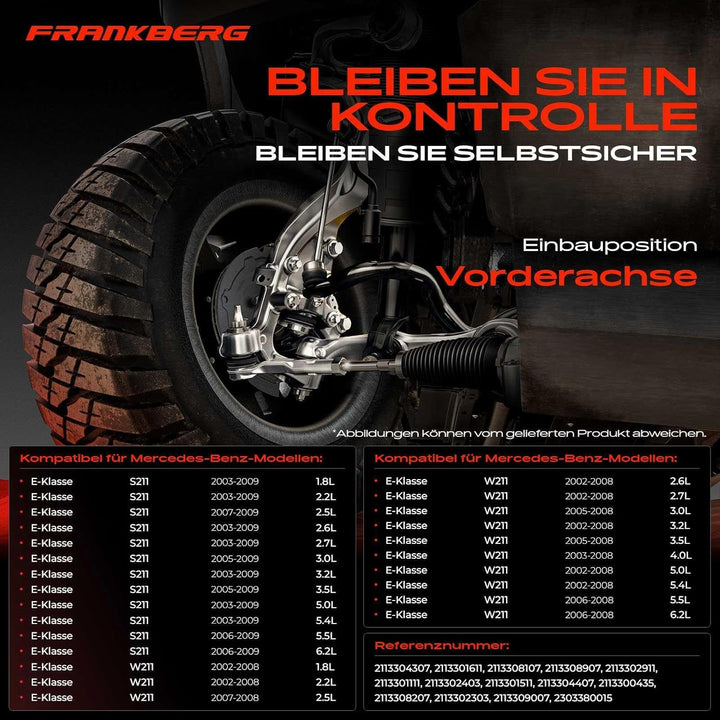 Frankberg 12-teilig Querlenkersatz Vorderachse Kompatibel mit E-Klasse W211 1.8L-6.2L 2002-2008 E-Kl