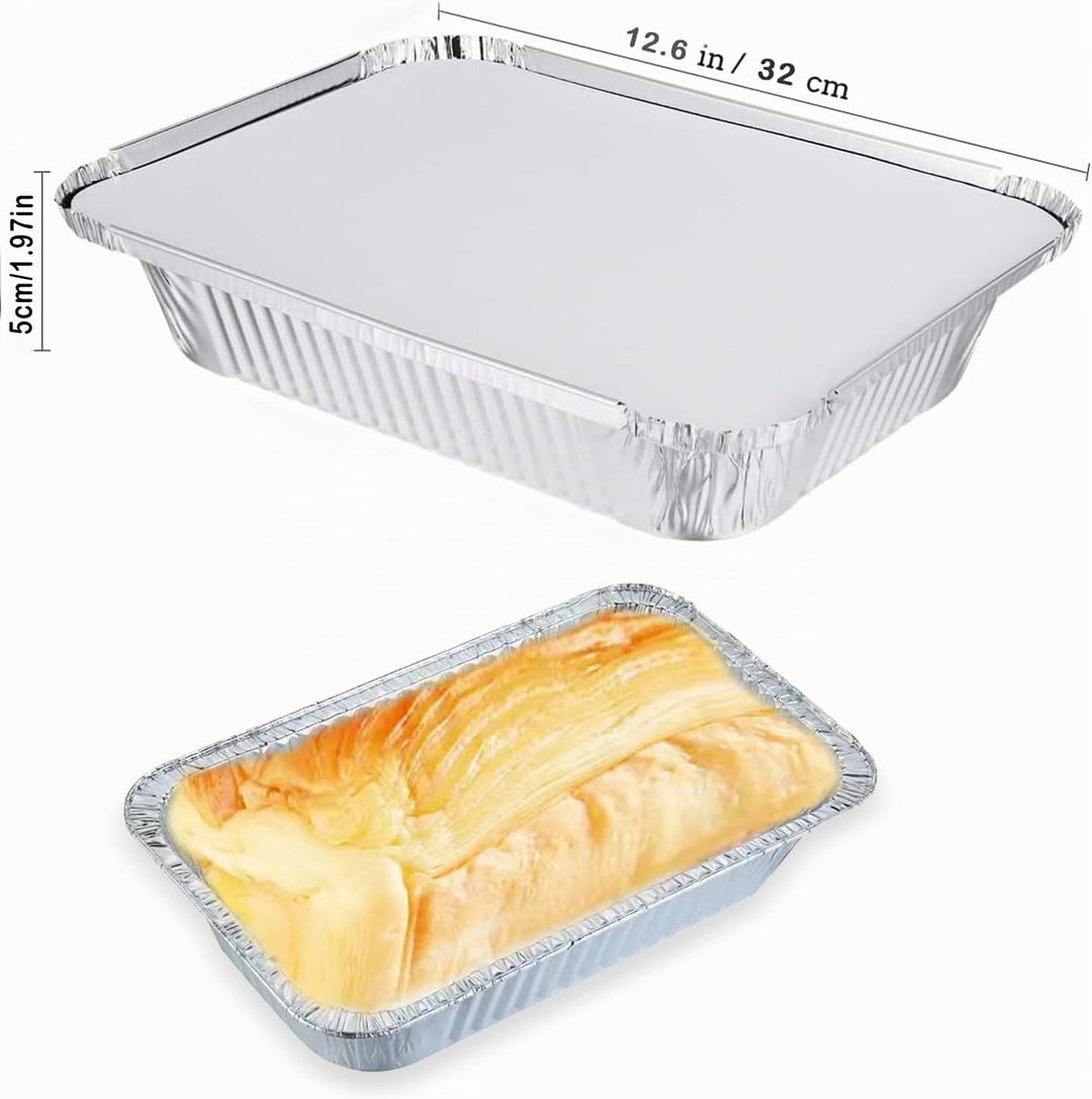 Xinfuquan Alu grillschalen Grossformat,Aluschalen mit deckel,Grill Aluschalen 20Stück-2200ml/Einweg