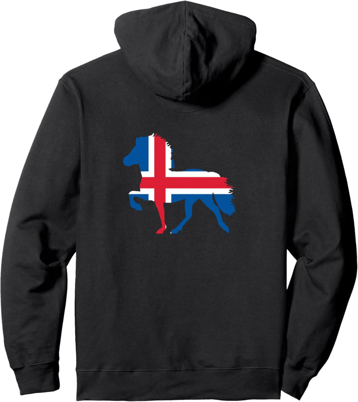 Island Pferd mit Flagge Pullover Hoodie