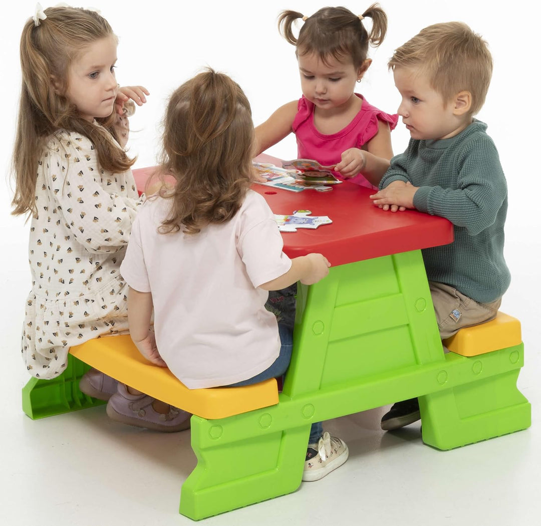 Kinder Sitzgruppe Picknick Sitzgarnitur Outdoor Bank Tisch Kombi grün, Grün