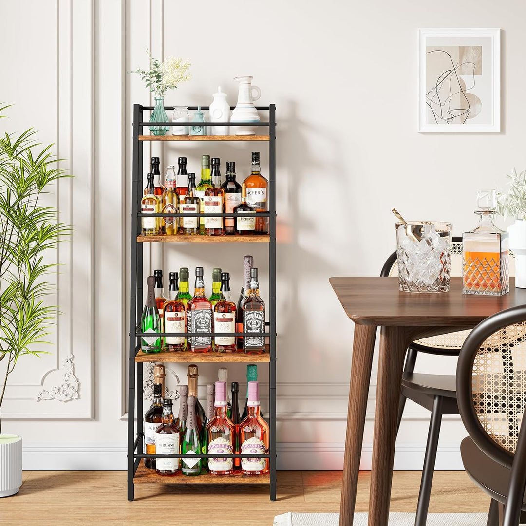 YMYNY 4-Tier Abgestufte Liquor Cabinet Mini Bar, Weinregal Freistehend Boden für Whiskey, Ecke Liquo