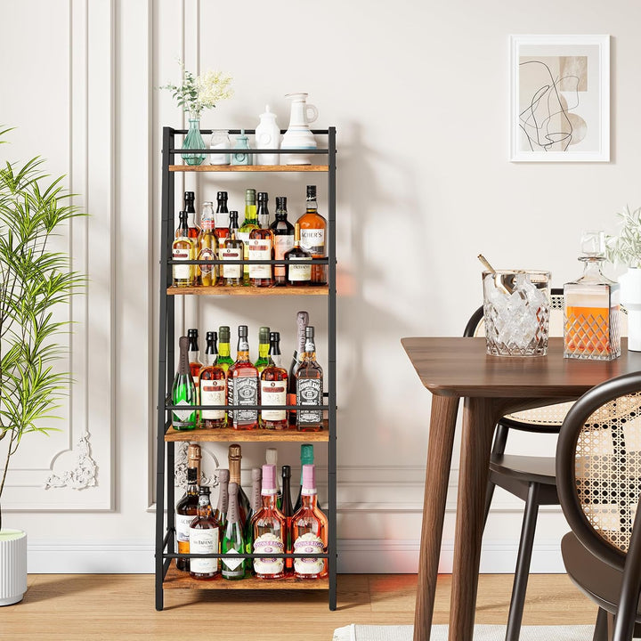 YMYNY 4-Tier Abgestufte Liquor Cabinet Mini Bar, Weinregal Freistehend Boden für Whiskey, Ecke Liquo