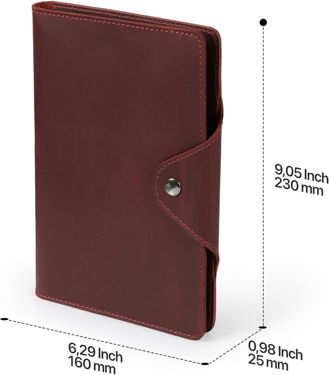 Londo Echtleder Schreibmappe Konferenzmappe mit Notizblock Notizblock und Schloss Rot L, Rot L