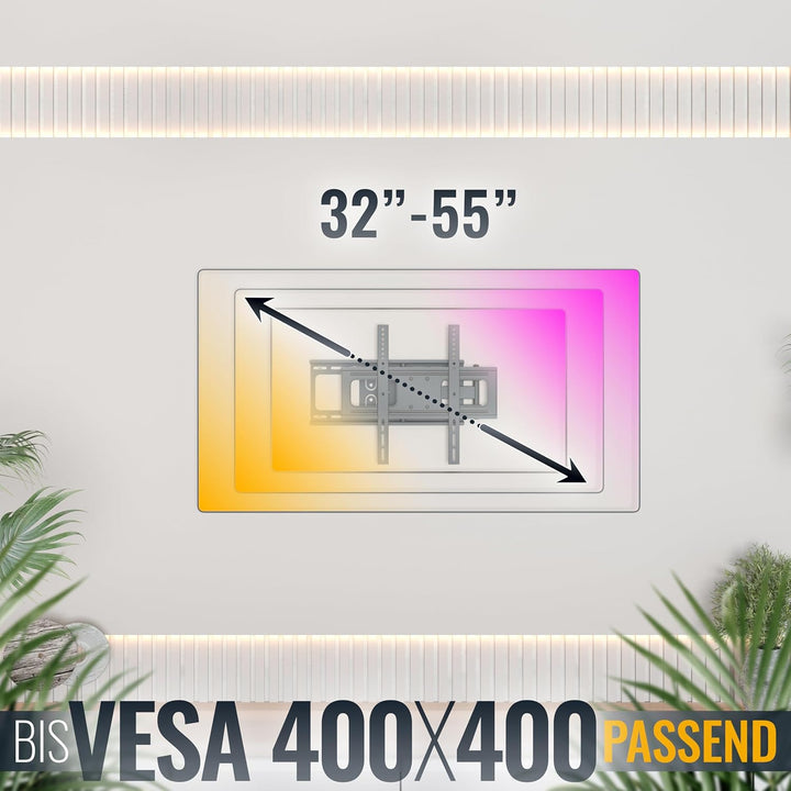 RICOO TV Wandhalterung Fernseher Schwenkbar Neigbar für 32-55 Zoll, Universal TV Halterung S3744, Fe
