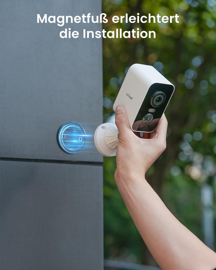 ieGeek 2K Solar Überwachungskamera Aussen Akku mit Magnetische Montage | 300° Horizontaler PTZ, Farb