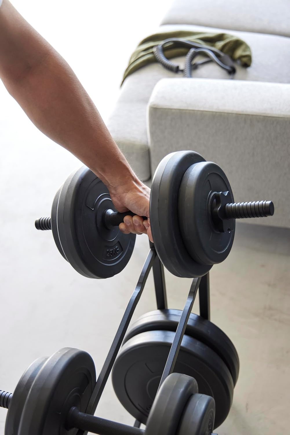 Yamazaki 1964 TOWER Dumbbell Rack, black, Steel/Silicone, 52 x 17 x 54.3 cm Schwarz, Schwarz