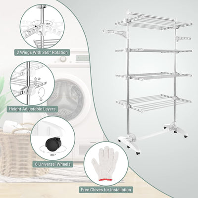 Todeco - Wäsche-Trockengestell, Wäscheständer - Material: Edelstahlrohre - Maximale Belastbarkeit: 3
