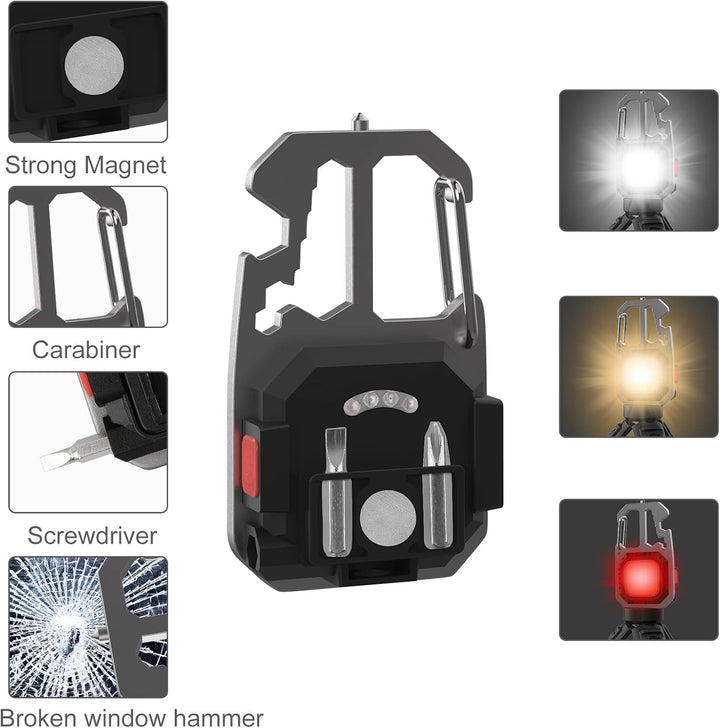 T-SUN Tragbare Mini LED Arbeitsleuchte Schlüsselanhänger Taschenlampe 7 Modi 800 Lumen Wiederaufladb