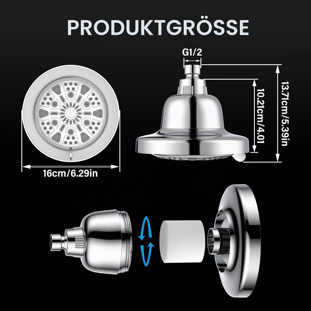 Regendusche LED Temperatur, 3 Farben Temperaturregelung, 7 Duschmodi Regendusche mit Licht Beleuchtu