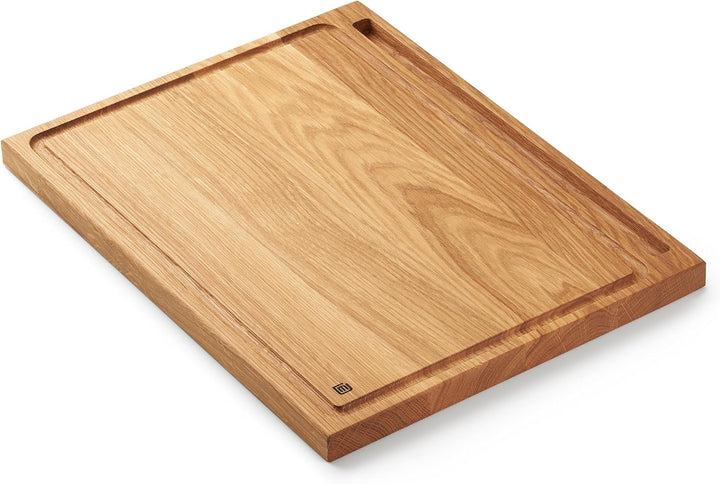 Edeldings Schneide- und Servierbrett aus hochwertiger Eiche 40 х 30 cm gross mit Saftrille und Table