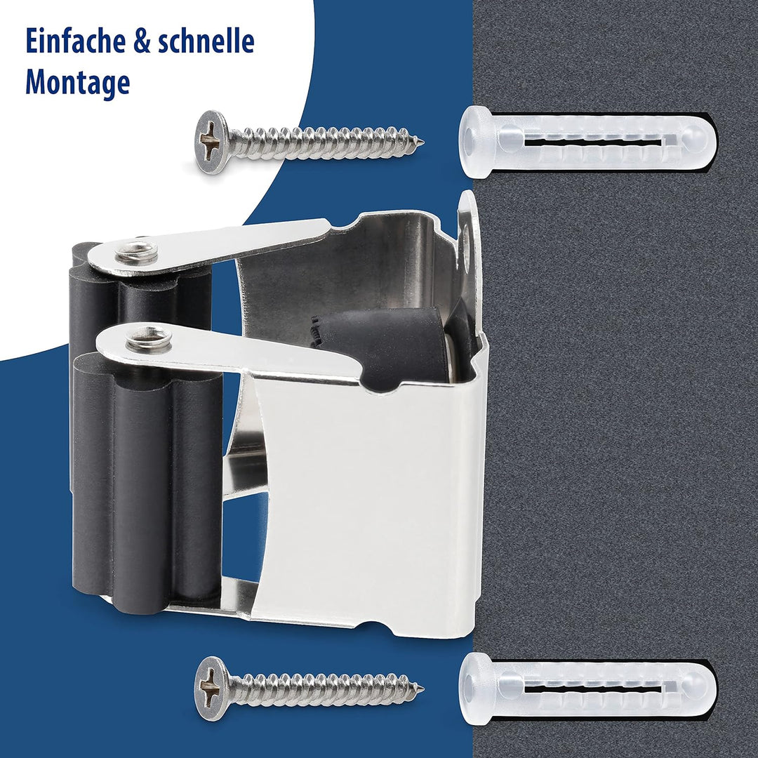 Maila® Gerätehalter (10er Set) - Robuster 304er Edelstahl rostfrei - Besenhalterung Wand mit starker