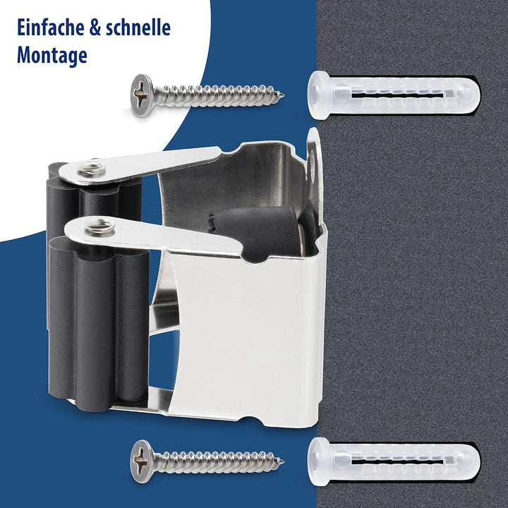 Maila® Gerätehalter (10er Set) - Robuster 304er Edelstahl rostfrei - Besenhalterung Wand mit starker