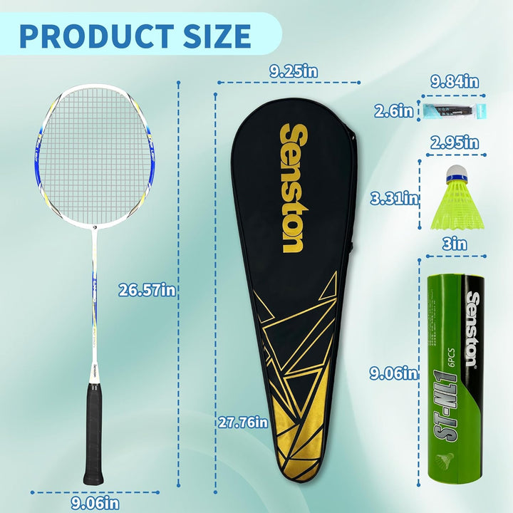 Senston Graphit Badminton Set Carbon Profi Badmintonschläger Leichtgewicht Badminton Schläger Federb