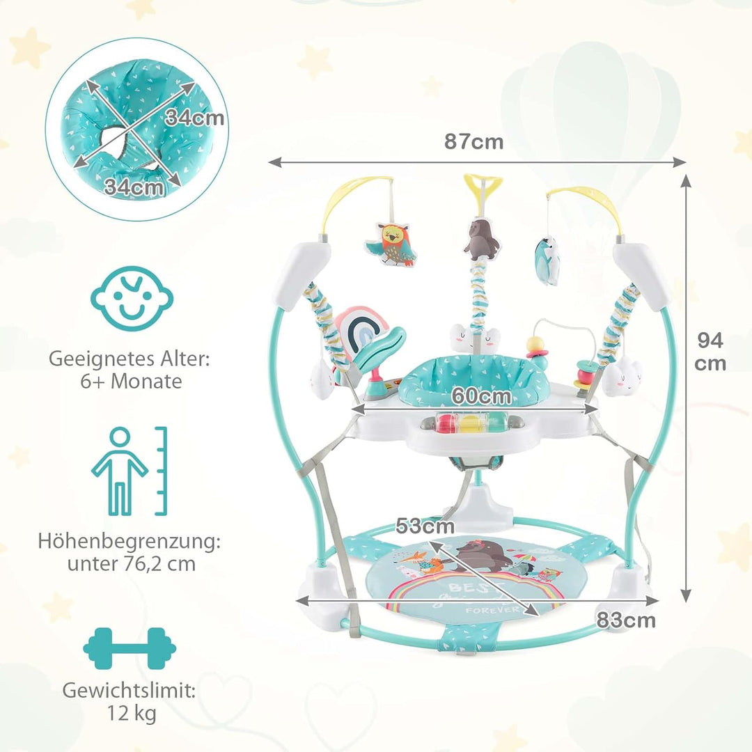 GOPLUS 3 in 1 Baby Jumperoo, Spring- und Spielcenter mit 360° drehbare Sitz, Spielzeug & Musiktablet