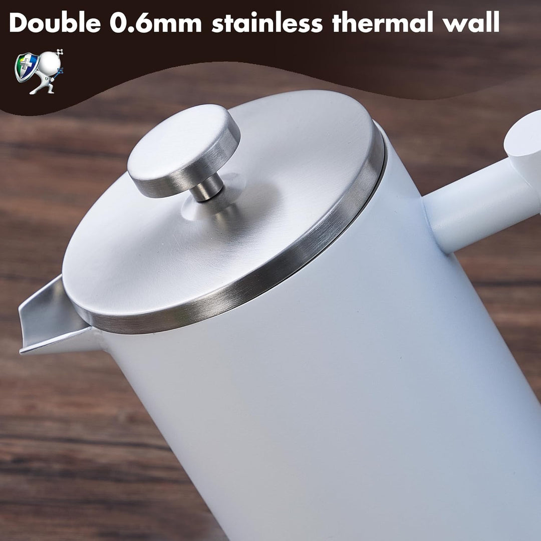 French Press Set I Kaffeebereiter, Thermo, Kaffeepresse, für Filterkaffee, 1 Liter - 5 Tassen, doppe