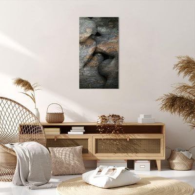 Bilder auf Leinwand 55x100cm Leinwandbild mit Rahmen Frau Mann Kuss Abstraktion Gross Wanddeko Bild