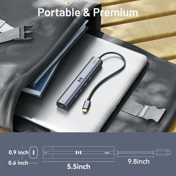 USB C Video Hub Typ C 10Gbps 5 in 1 Hub USB C Monitor Adapter mit USBC Display 4K@60Hz & 10Gbps Data