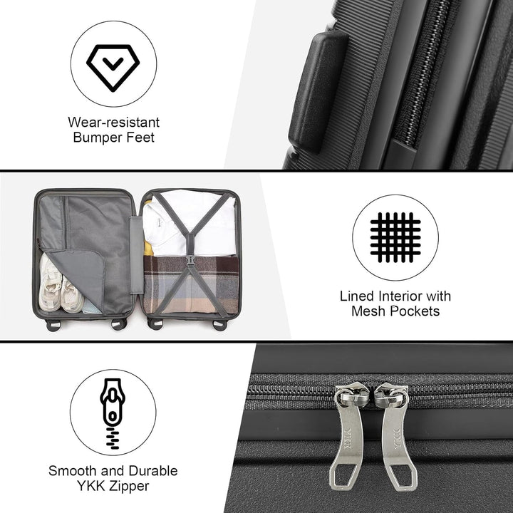 Sea choice Hartschalen Koffer Trolley Erweiterbar Kabinen Handgepäck 100% PP Leicht Reisekoffer mit