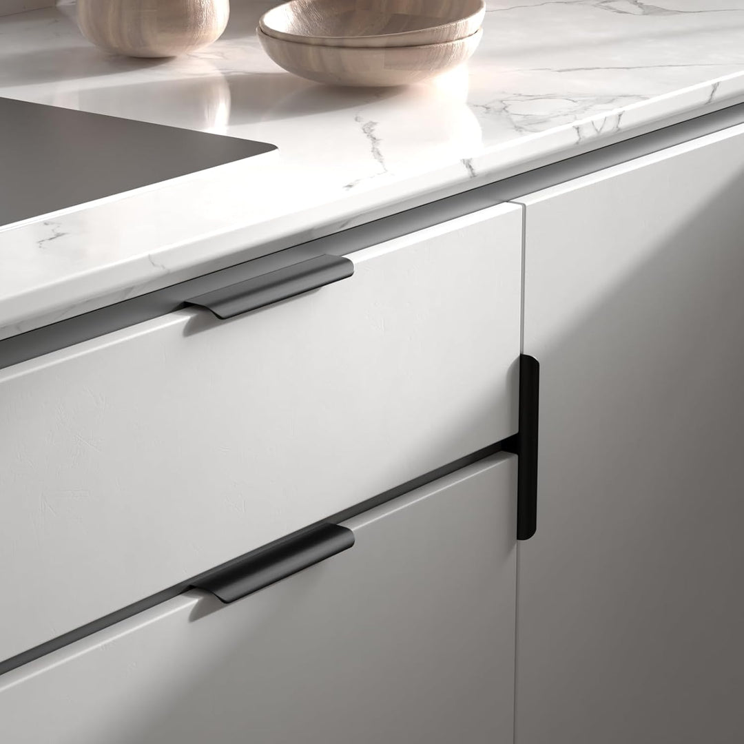 goldenwarm 20 Stück Aluminium 128mm Küchengriffe Profilgriff Schwarz Schrankgriffe Türgriff Geschwun
