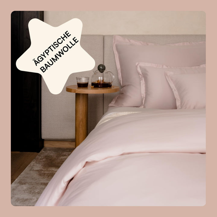 Mako Satin Bettwäsche Set 200x220cm + 80x80cm (2X Kissenbezüge), 100% ägyptische Baumwolle (Zertifiz