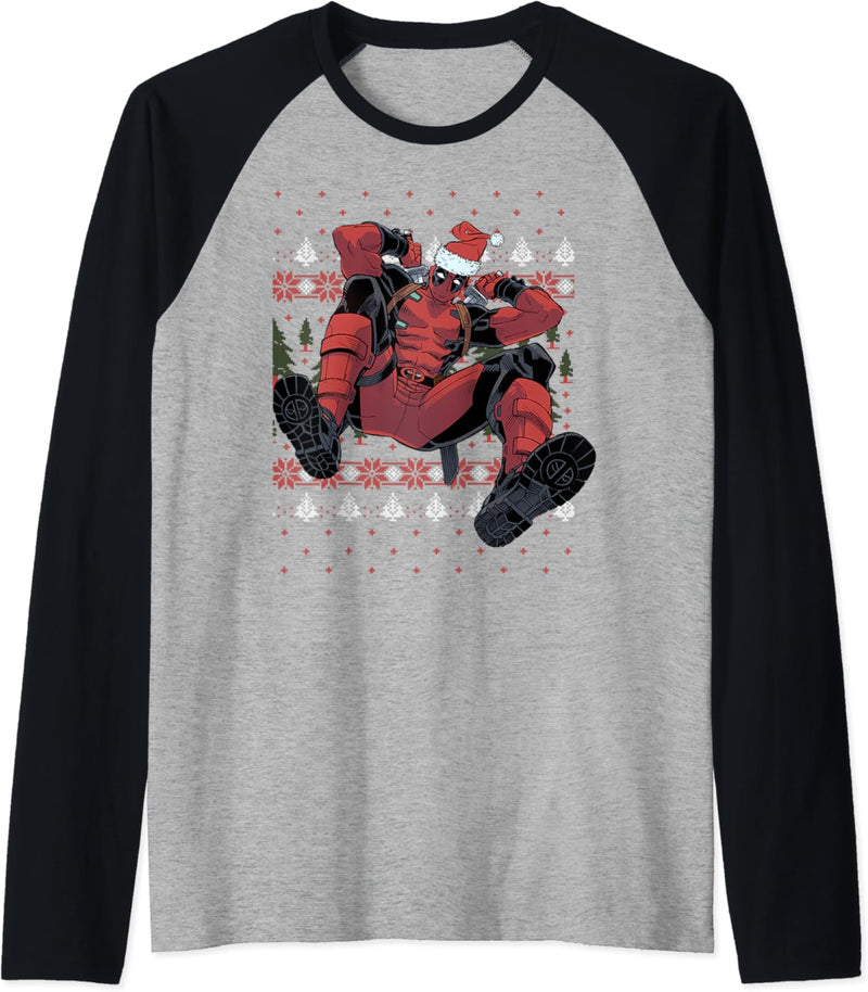 Marvel Deadpool Ugly Weihnachten Sweater Style Raglan