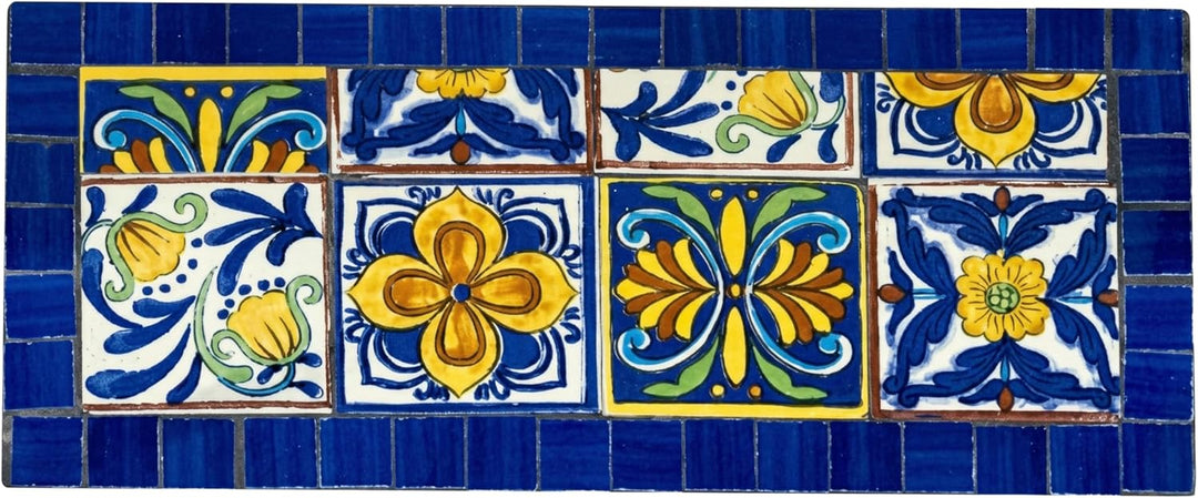 AXI Cleo Metall Blumenregal Mosaik im Mediterranen Stil Blau/Gelb | Pflanzenregal mit 4 Ebenen aus M