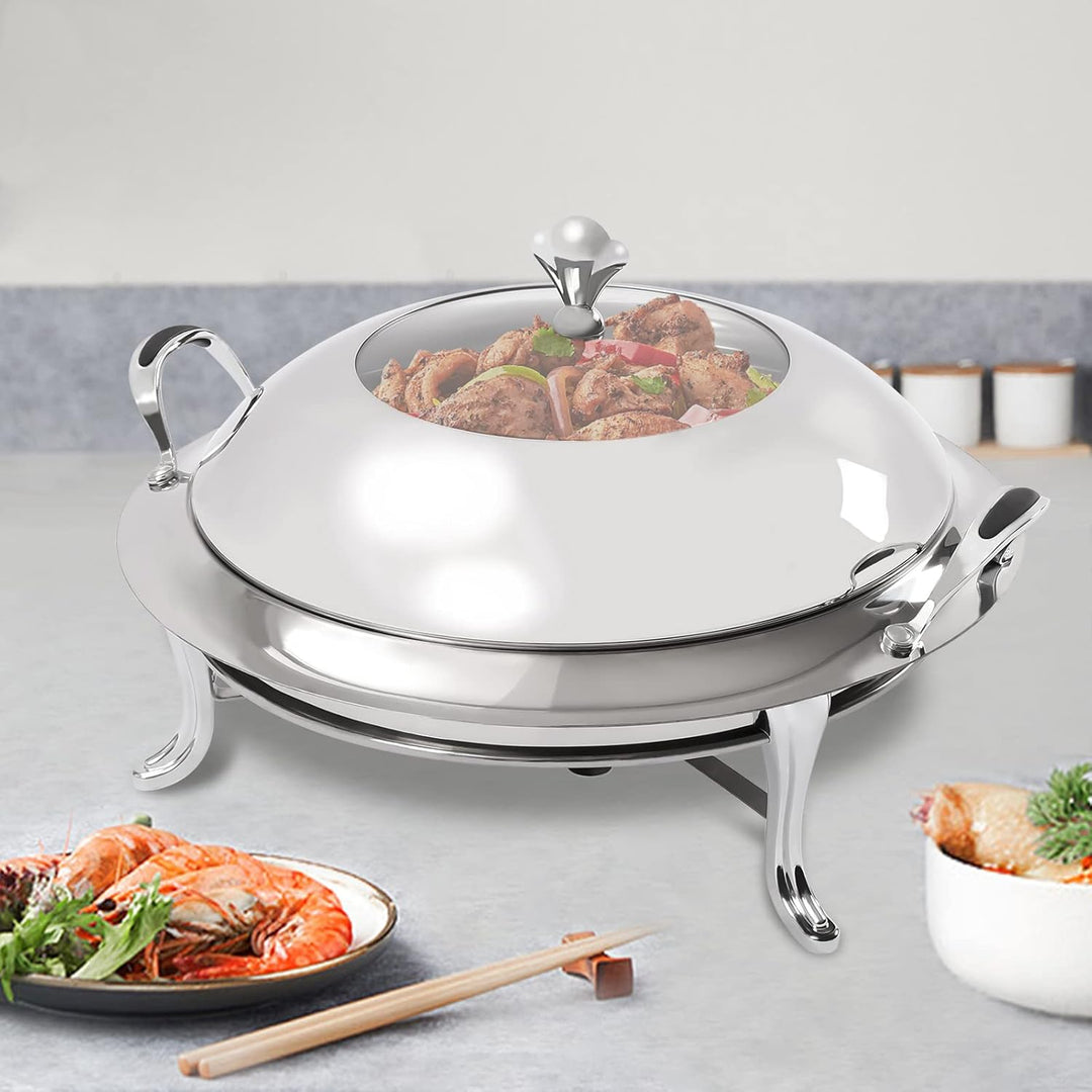 Professionelle Chafing Dish Edelstahl Speisenwärmer rund Catering Buffets Besteck Profi Behälter Ede