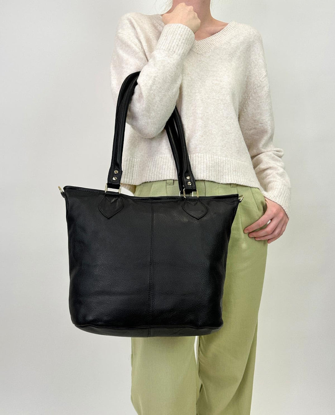 Gusti Shopper Leder - Therese Handtasche Damen Umhängetasche Vintage mit Reissverschluss Shopper Led