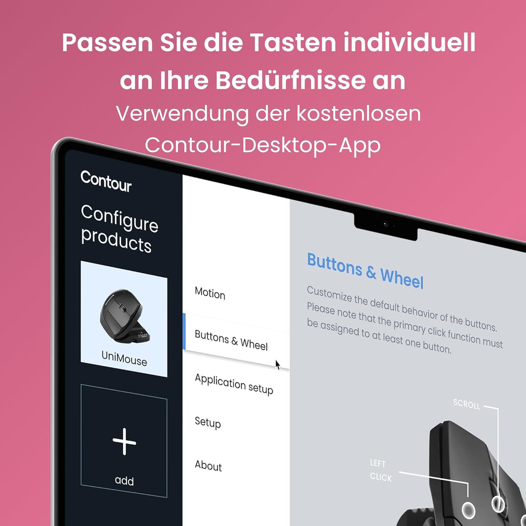 Contour Unimouse Ergonomische Maus | Einstellbare Neigung von 35°-70°, 6 programmierbare Tasten, Dau