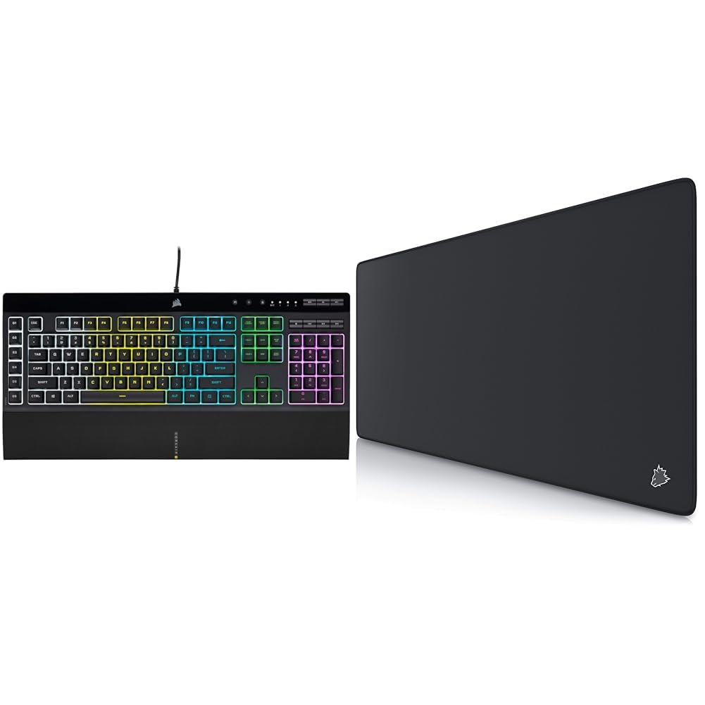 Corsair K55 RGB PRO Kabelgebundene Membran-Gaming-Tastatur (Dynamische RGB-Hintergrundbeleuchtung) Q