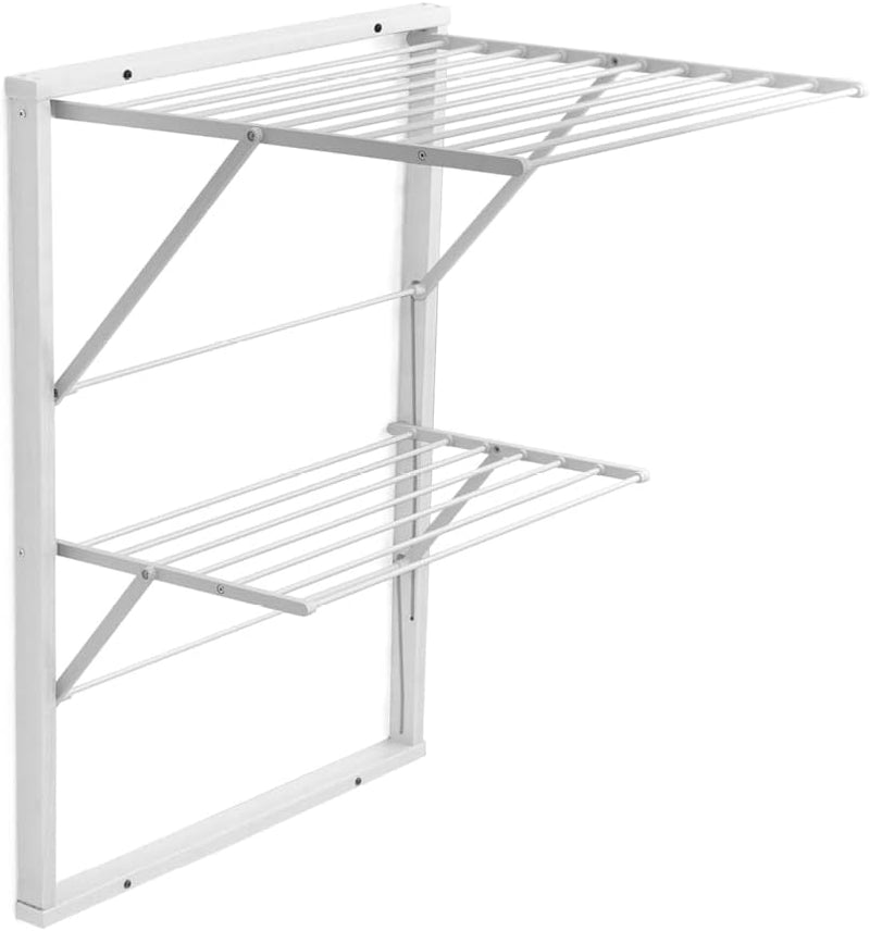 Arredamenti Italia Wandtrockner Kevin, Holz - abschliessbar - 11 m ausziehbar - Weisses Finish AR-It