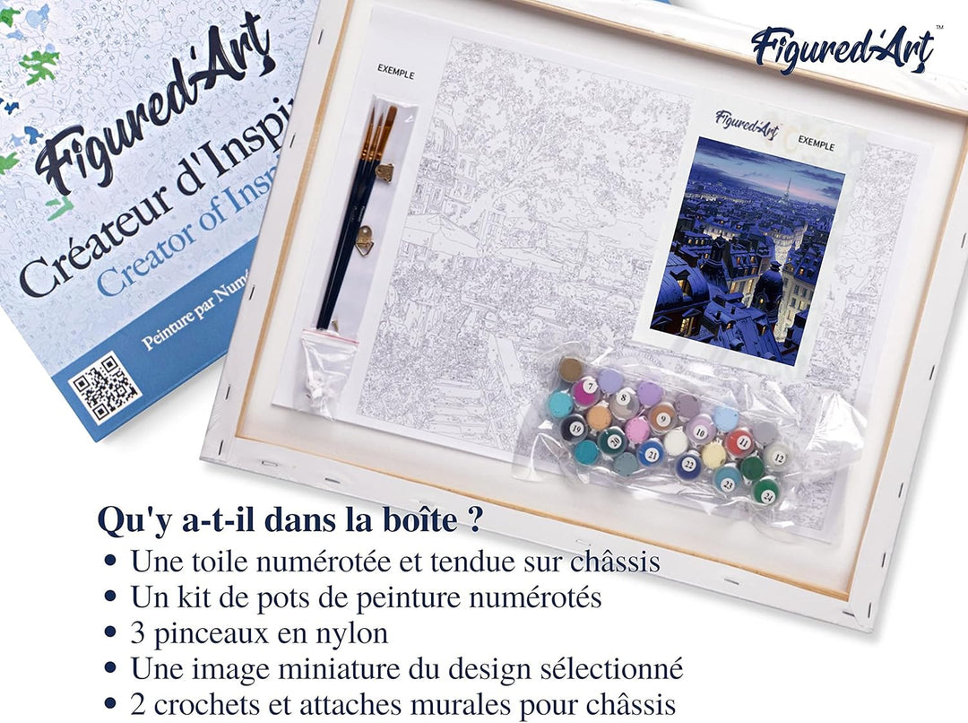 Figured'Art Malen Nach Zahlen Erwachsene Mit Rahmen Dächer in Paris - Paint by Numbers Basteln DIY B