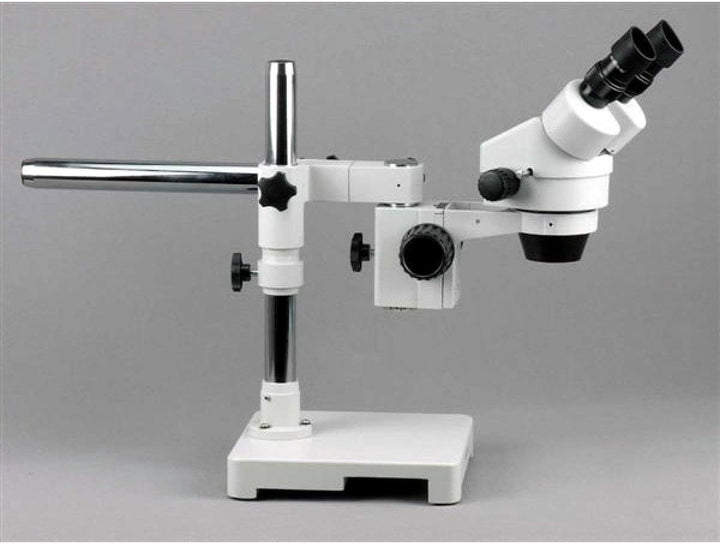 AmScope SM-3B Stereo-Zoom-Mikroskop mit Einarmigem Auslegerständer, 7X-45X, Weiss