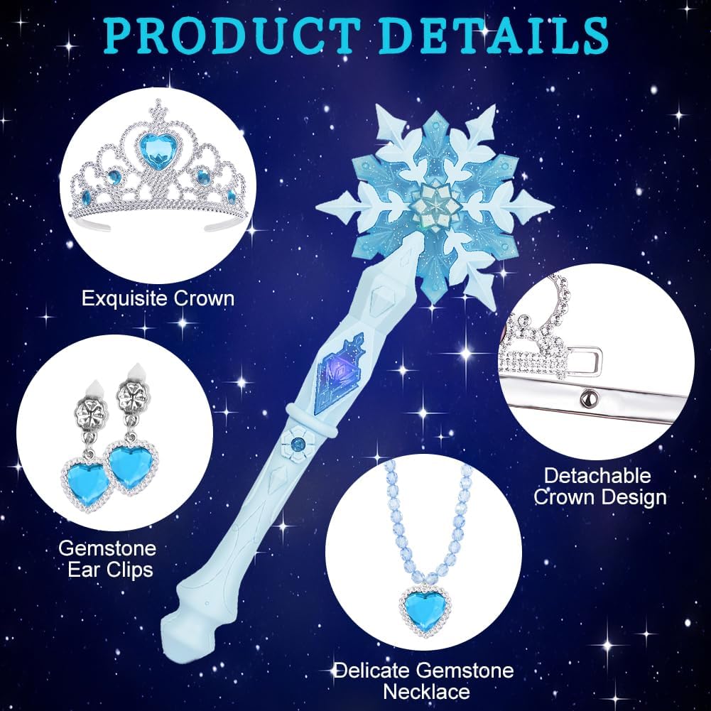 AUYAO Schneeflocke Leuchtend Zauberer Kinder Prinzessinnen Led Zauberstab Kind Magischer Zubehör Mäd