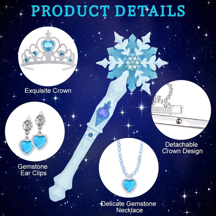 AUYAO Schneeflocke Leuchtend Zauberer Kinder Prinzessinnen Led Zauberstab Kind Magischer Zubehör Mäd