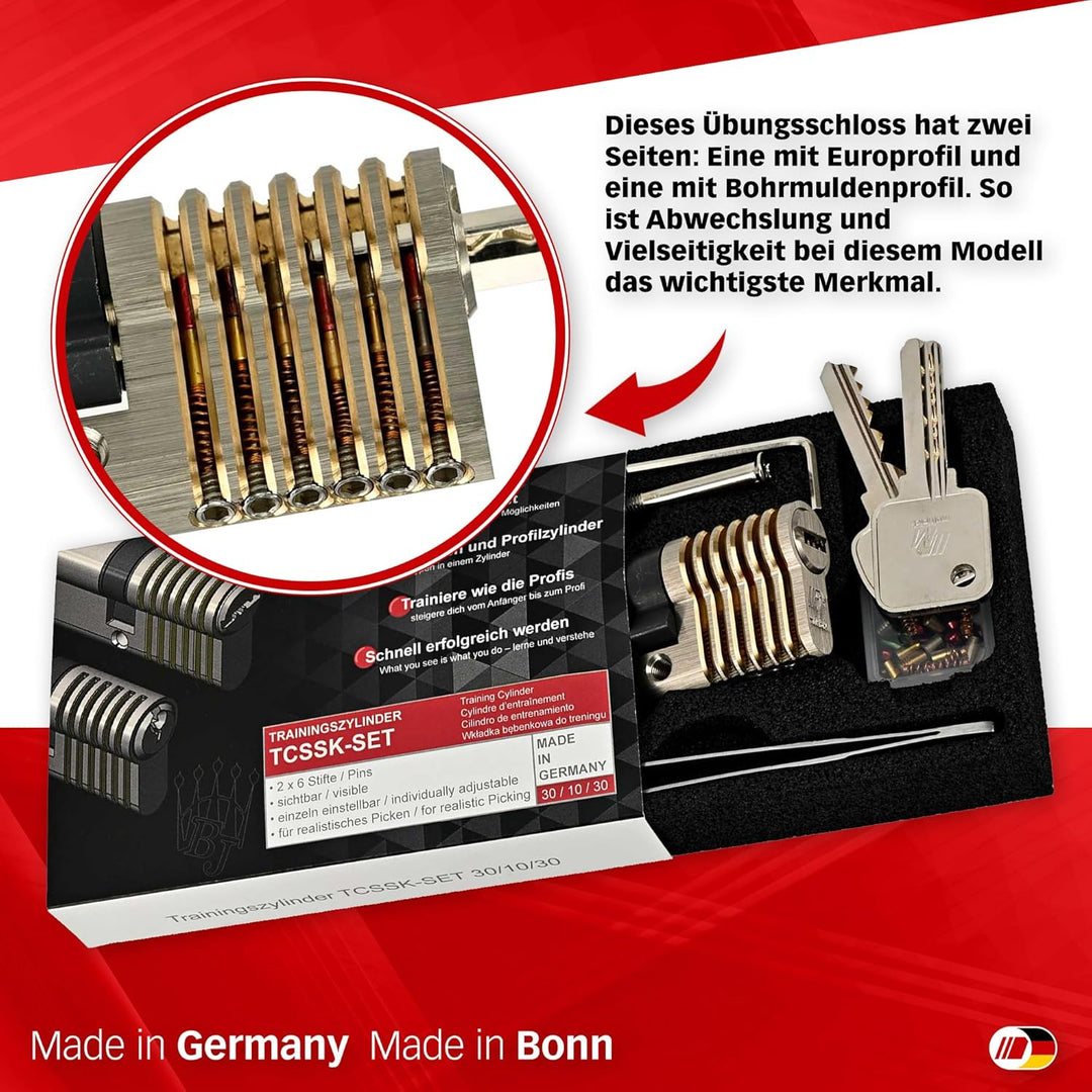 MULTIPICK 2-in-1 Trainingzylinder Set - [inkl. 50-tlg. Pinning-Kit] Lockpicking - Lock Picking Tool