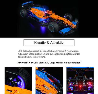 BrickBling Led Licht Set für Lego McLaren F1, Led Beleuchtungs Set für Lego 42141 Technic McLaren Fo