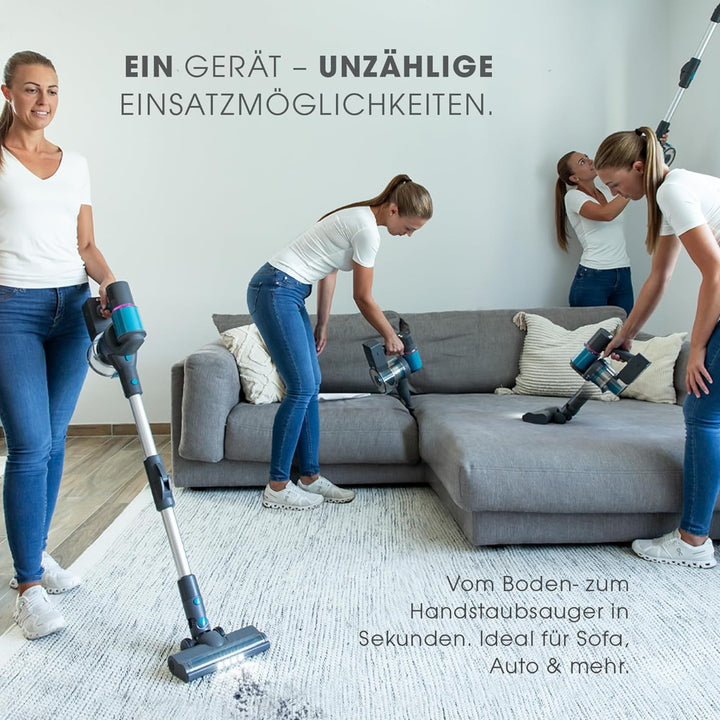 LIVINGTON Sense IQ - Akku Staubsauger kabellos - Handstaubsauger mit Schmutzerkennung & 4-Fach-Filte