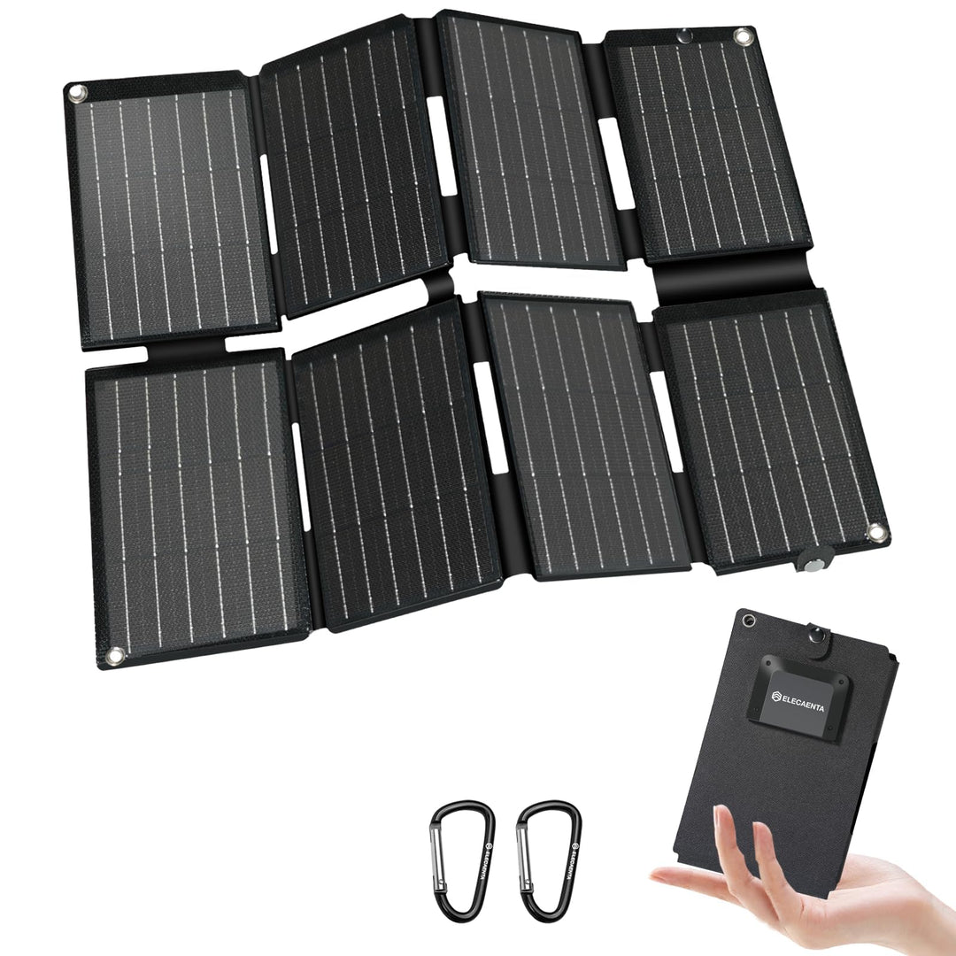 ELECAENTA 25W ETFE Tragbar Solar Ladegerät, Taschenformat Mini Faltbares Solarpanel mit USB-A & USB-