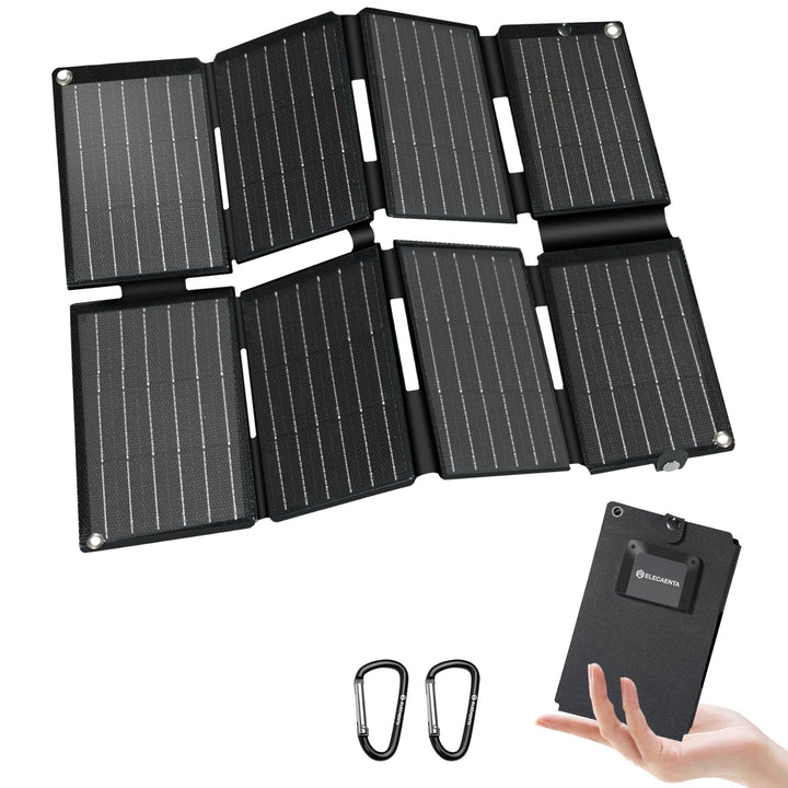 ELECAENTA 25W ETFE Tragbar Solar Ladegerät, Taschenformat Mini Faltbares Solarpanel mit USB-A & USB-