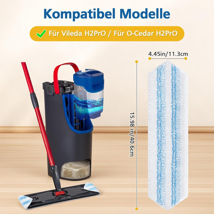 6 Stück Mikrofaser Wischpads Kompatibel mit Vileda H2PrO und O-Cedar H2PrO Bodenwischer Ersatzbezug,