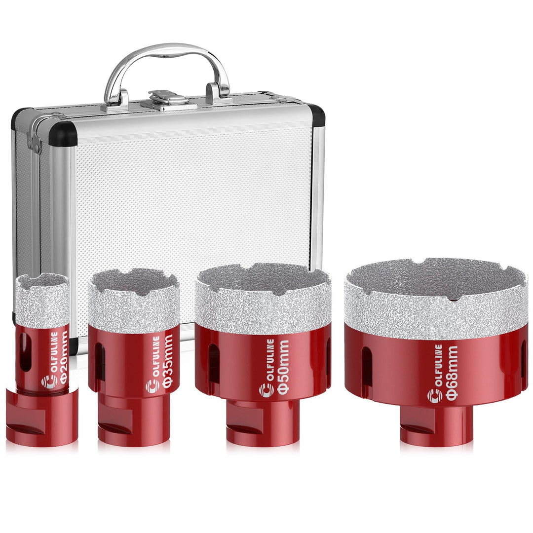 COLFULINE Diamantbohrer Fliesenbohrer Set, 4PCS 20/35/50/68mm Diamantbohrer Fliesenbohrer Glasbohre