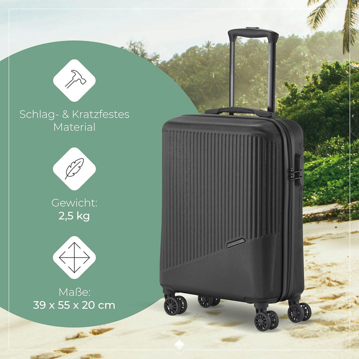 travelite 4-Rad Handgepäck Koffer klein 37 Liter, Gepäck Serie BALI: ABS Hartschalen Trolley erfüllt