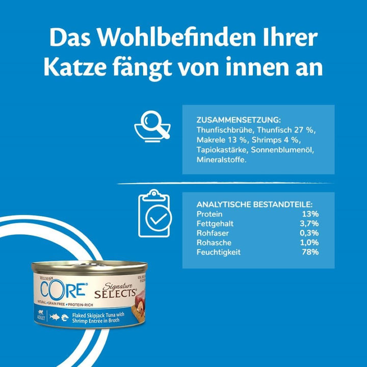 Wellness CORE Signature Selects, Katzenfutter nass in Brühe, getreidefrei, hoher Fleischanteil, Flak